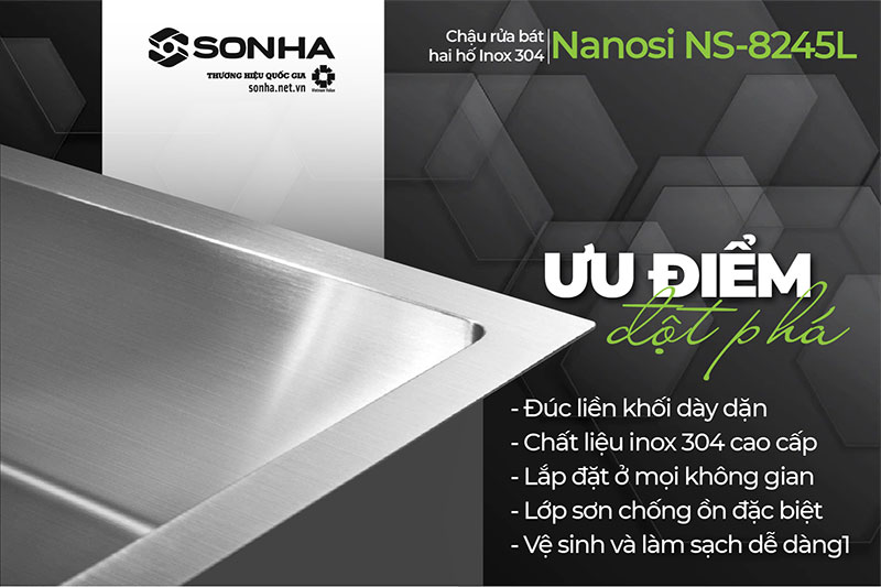 Ưu điểm chậu rửa bát đôi Nanosi NS-8245L