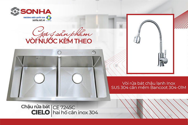 Lắp đặt chậu Cielo CE 7245C với vòi Bancoot 304-01M