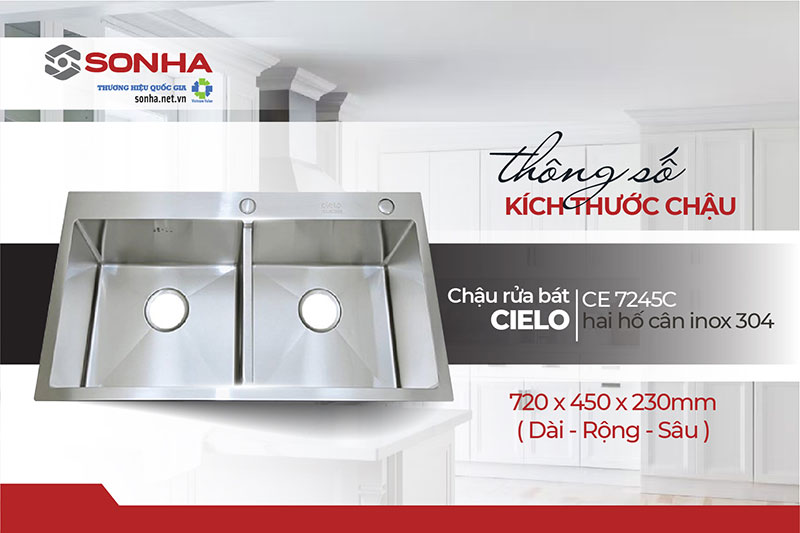 Thông số bồn rửa chén inox Cielo CE 7245C