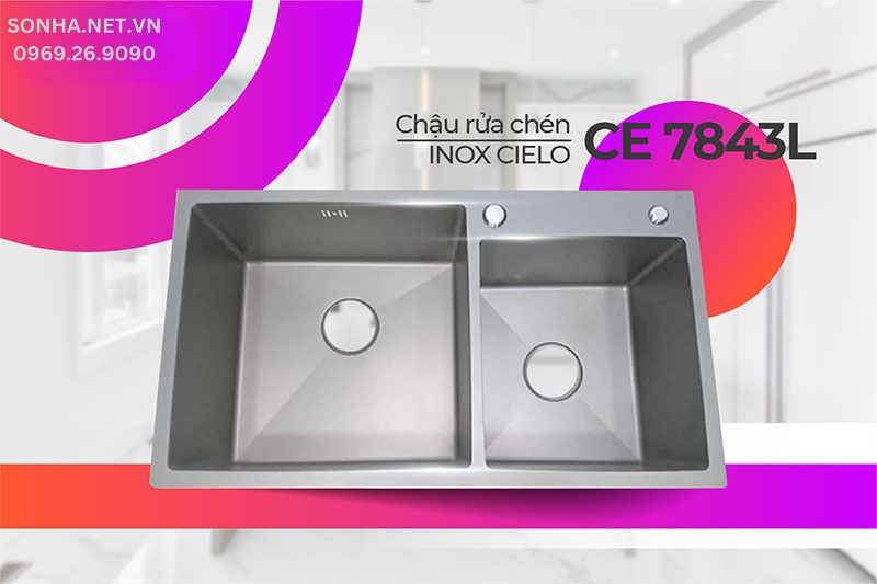 Chậu rửa bát inox Cielo 7843L bền đẹp, hiện đại