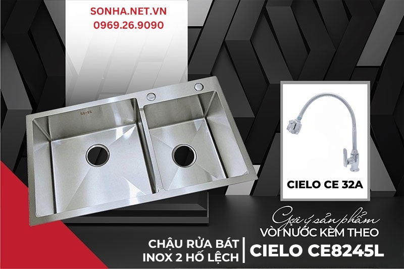 Gợi ý combo chậu rửa bát Cielo CE8245L và vòi rửa bát CE 32A
