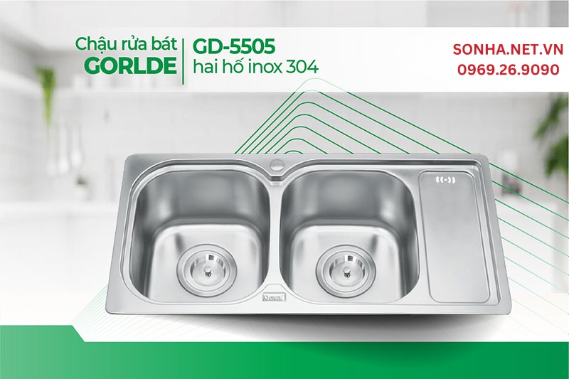 Chậu rửa bát Gorlde GD-5505 chất liệu cao cấp, giá hợp lý