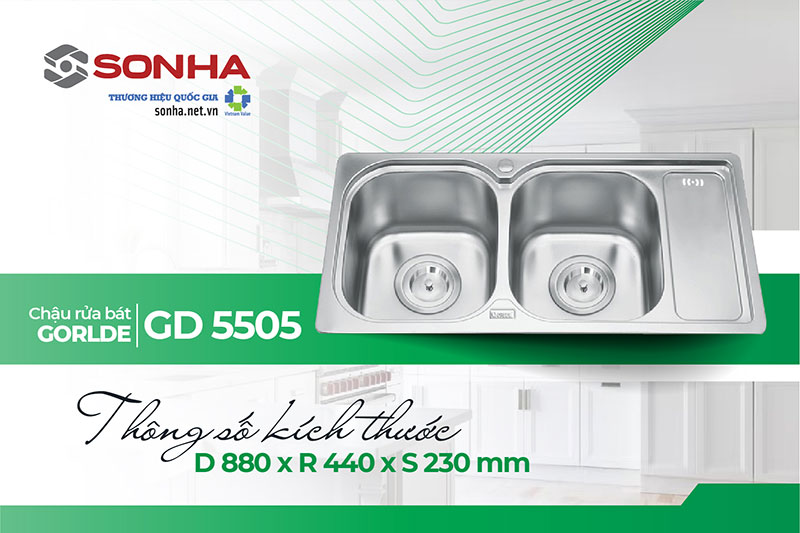 Thông số chậu rửa bát Gorlde GD 5505