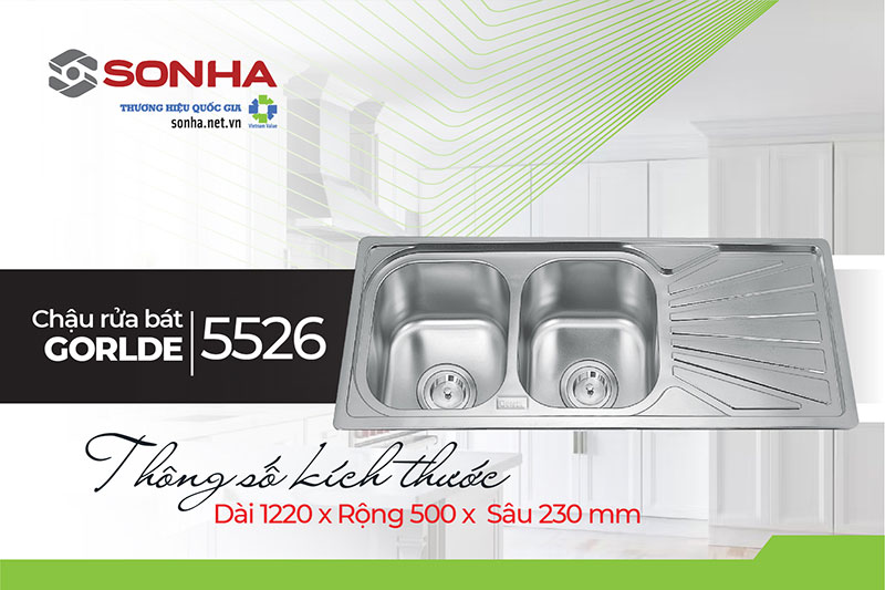 Thông số kích thước chậu rửa Gorlde GD-5526