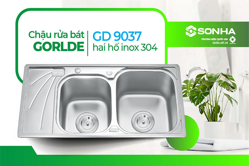 Bồn rửa chén 2 ngăn Gorlde GD 9037