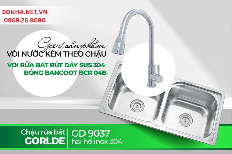 Gợi ý lắp đặt cặp đôi chậu Gorlde GD 9037 và vòi Bancoot BCR 04B