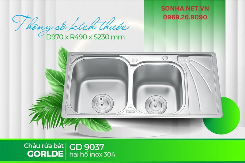 Kích thước chậu Gorlde GD 9037 phù hợp gia đình đông người dùng