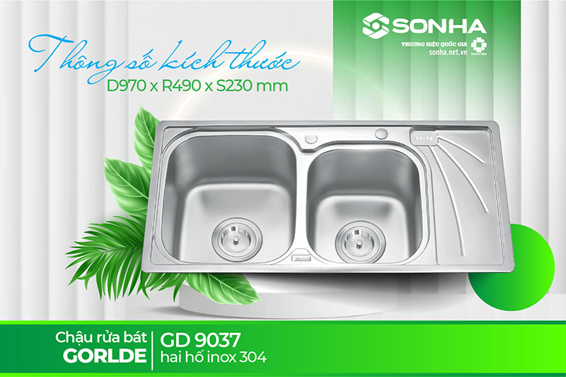 Thông số kích thước chậu Gorlde GD 9037