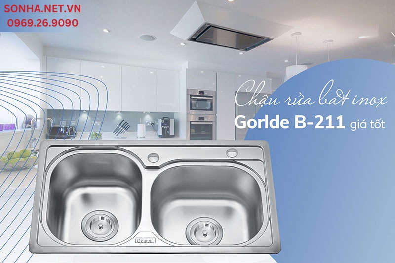 Bồn rửa ch&eacute;n inox 304 Gorlde B-211 bền đẹp, gi&aacute; phải chăng