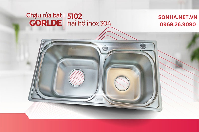 Bồn rửa Gorlde GD 5102 giá hợp lý, đáp ứng đa số nhu cầu gia đình Việt