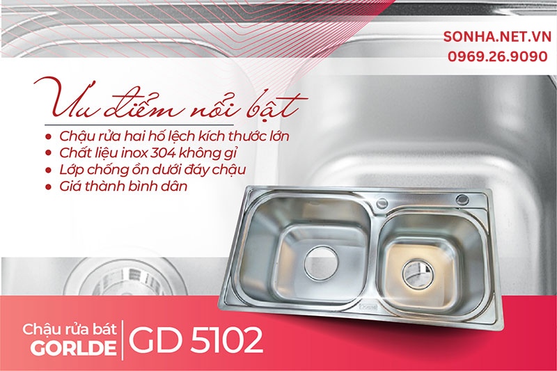 4 ưu điểm nổi bật chậu rửa bát Gorlde GD 5102