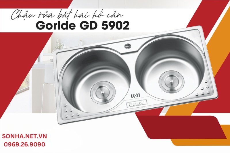 Chậu rửa bát hai hố cân Gorlde GD 5902