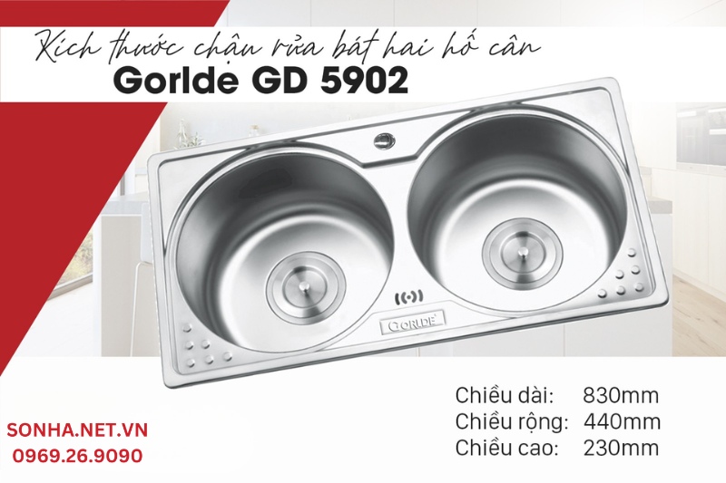 Kích thước chậu rửa bát Gorlde GD 5902