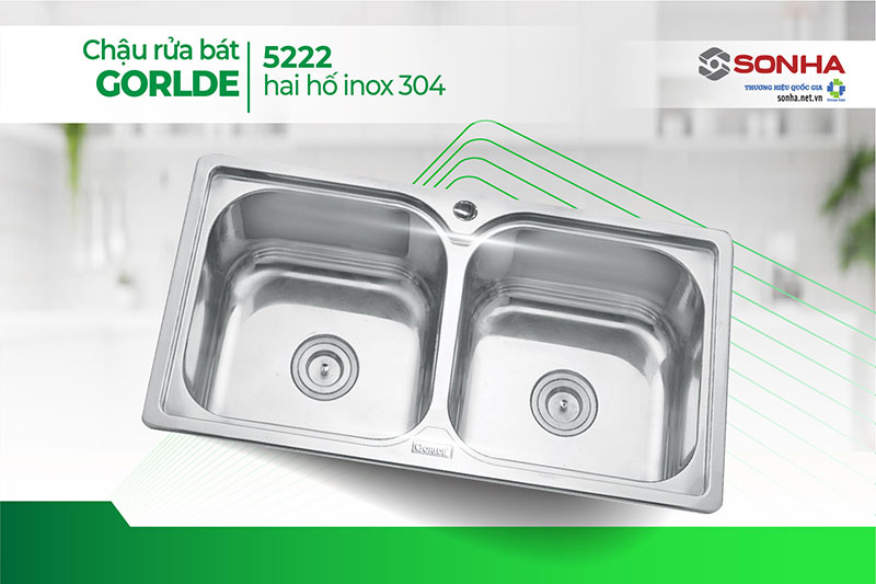 Chậu rửa bát 2 hố cân Gorlde GD 5222