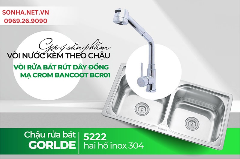Gợi &yacute; tuyệt hảo trong căn bếp chậu Gorlde GD 5222 v&agrave; v&ograve;i Bancoot BCR 01
