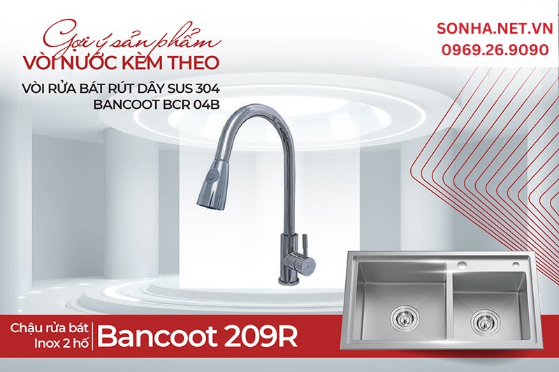 Lắp đặt bộ đ&ocirc;i tiện &iacute;ch chậu Bancoot 209R v&agrave; v&ograve;i BCR 04B