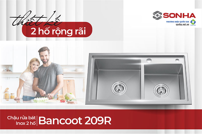 Chậu Bancoot 209R thiết kế 2 hố rộng rãi