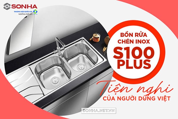 Chậu rửa bát 2 hố Sơn Hà S100 Plus tối ưu tiện ích trong không gian căn bếp 