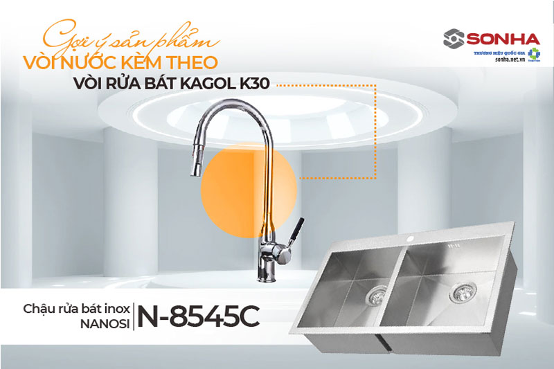 Mua chậu rửa Nanosi-8545C cùng vòi Kagol K30