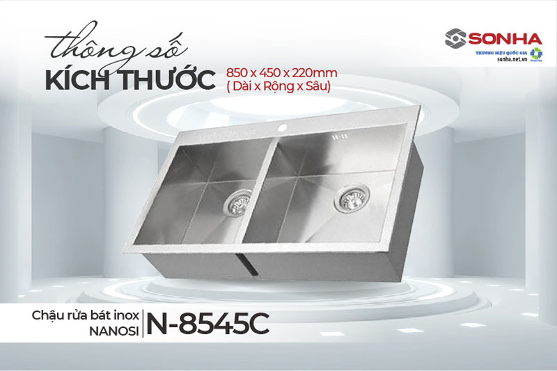 Thông số kích thước chậu rửa bát Nanosi N-8545