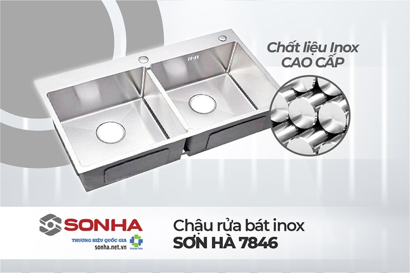 Chậu rửa bát Sơn Hà 7846 từ chất liệu inox 304