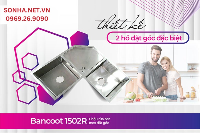 Chậu rửa Bancoot 1502R thiết kế 2 góc đặc biệt