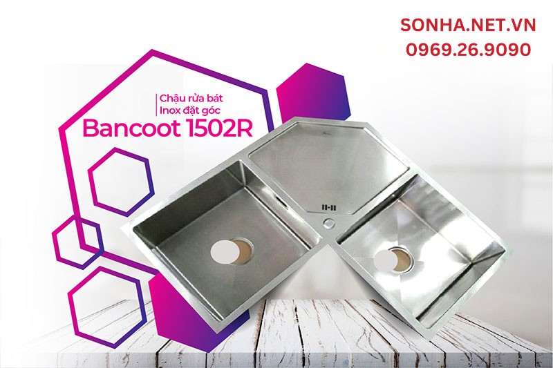 Chậu rửa inox Bancoot 1502R thiết kế đặc biệt, tối ưu sử dụng