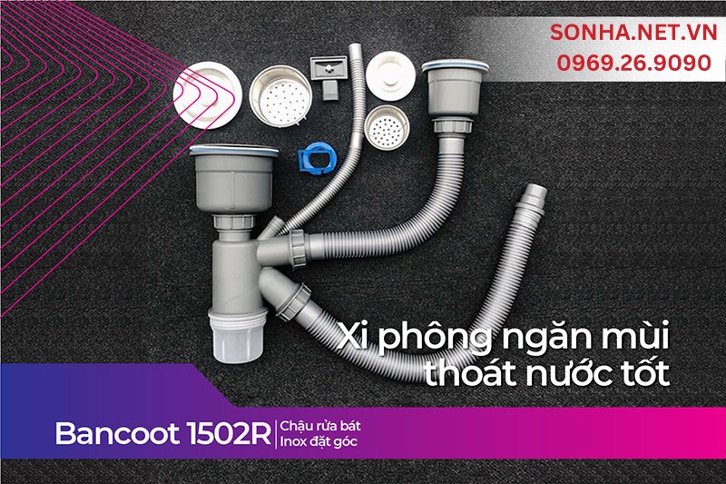 Xi phông chậu Bancoot 1502R ngăn mùi, thoát nước cực tốt
