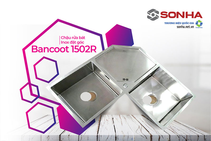 Chậu rửa bát inox đặt góc Bancoot 1502R