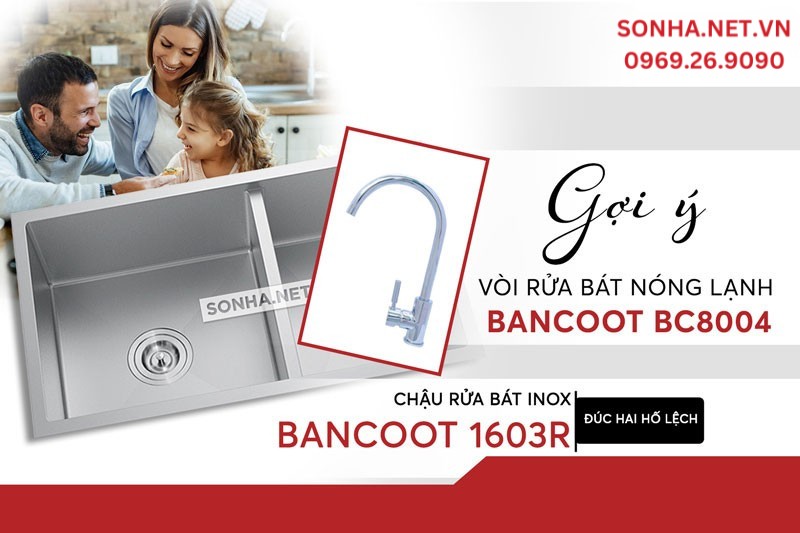 Bộ đôi chậu vòi Bancoot 1603R và BC8004 tối ưu công năng sử dụng