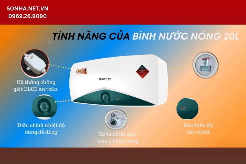Tính năng của bình nóng lạnh ngang 20L