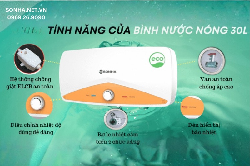 Tính năng của bình nóng lạnh ngang 30L