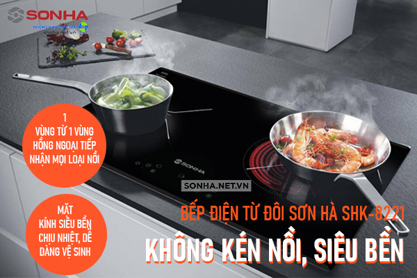 Bếp điện từ đôi Sơn Hà SHK-8221 không kén nồi, siêu bền