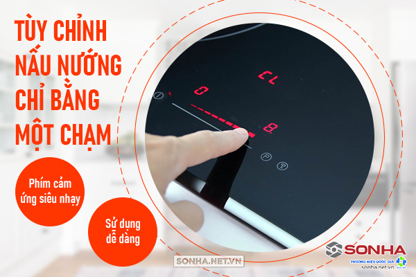 Bếp điện từ đôi Sơn Hà SHK-8223 dễ dàng sử dụng với phím cảm ứng điều chỉnh 