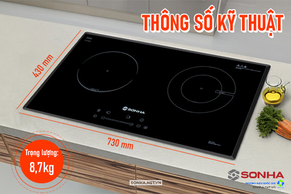 Thông số kỹ thuật của bếp điện từ đôi Sơn Hà SHK-8223