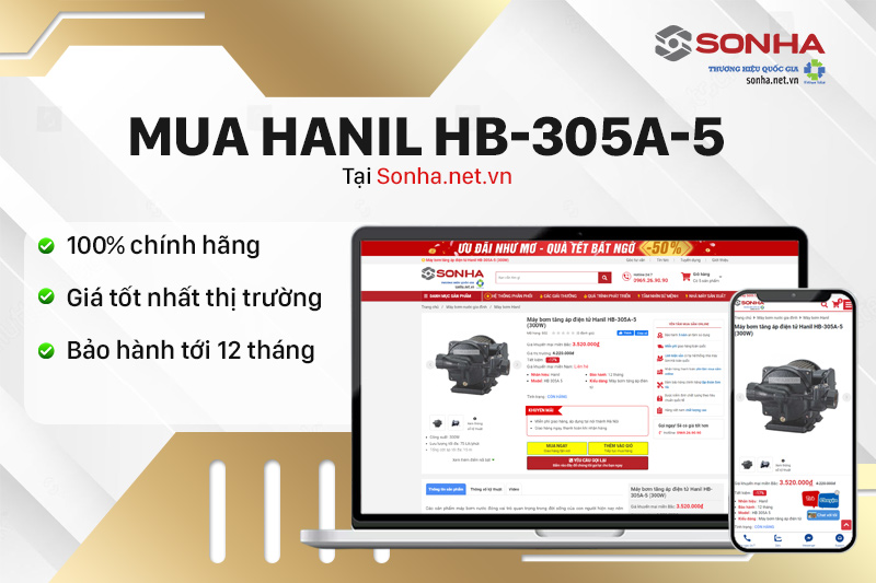 Mua máy bơm chính hãng tại Hanil HB-305A