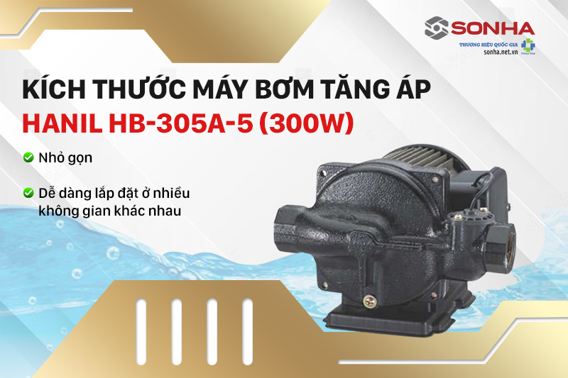 Kích thước máy bơm tăng áp điện tử Hanil HB - 305A