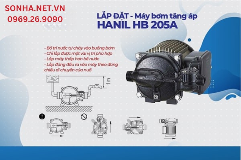 Lưu ý cần biết khi lắp đặt máy bơm nước Hanil HB 205A (280W)