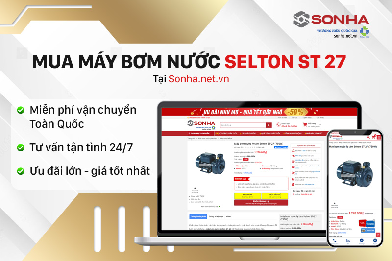 Mua máy bơm nước 750W Selton ST-27 tại sonha.net.vn