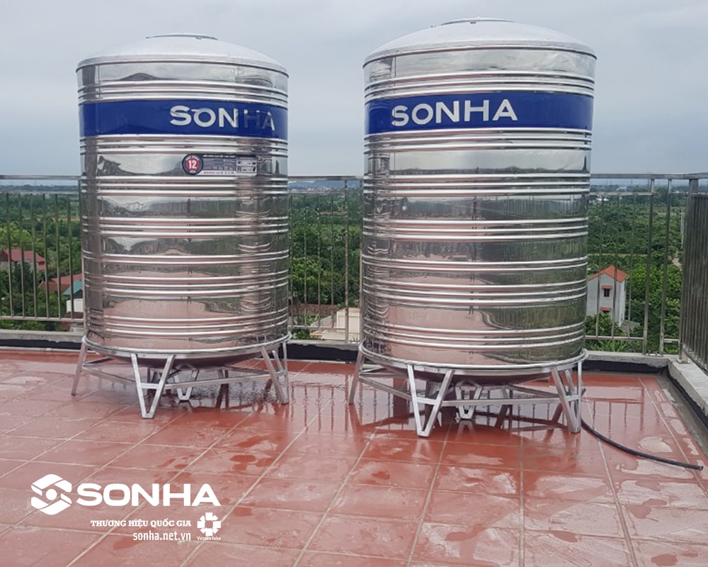 Lắp đặt thực tế Bồn inox Sơn Hà đứng