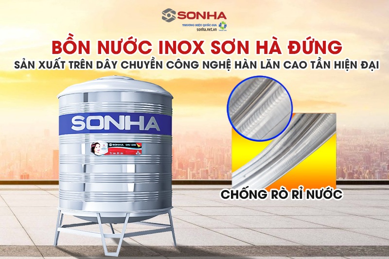 Công nghệ dập liền nắp bồn của bồn chứa nước inox Sơn Hà 2000L