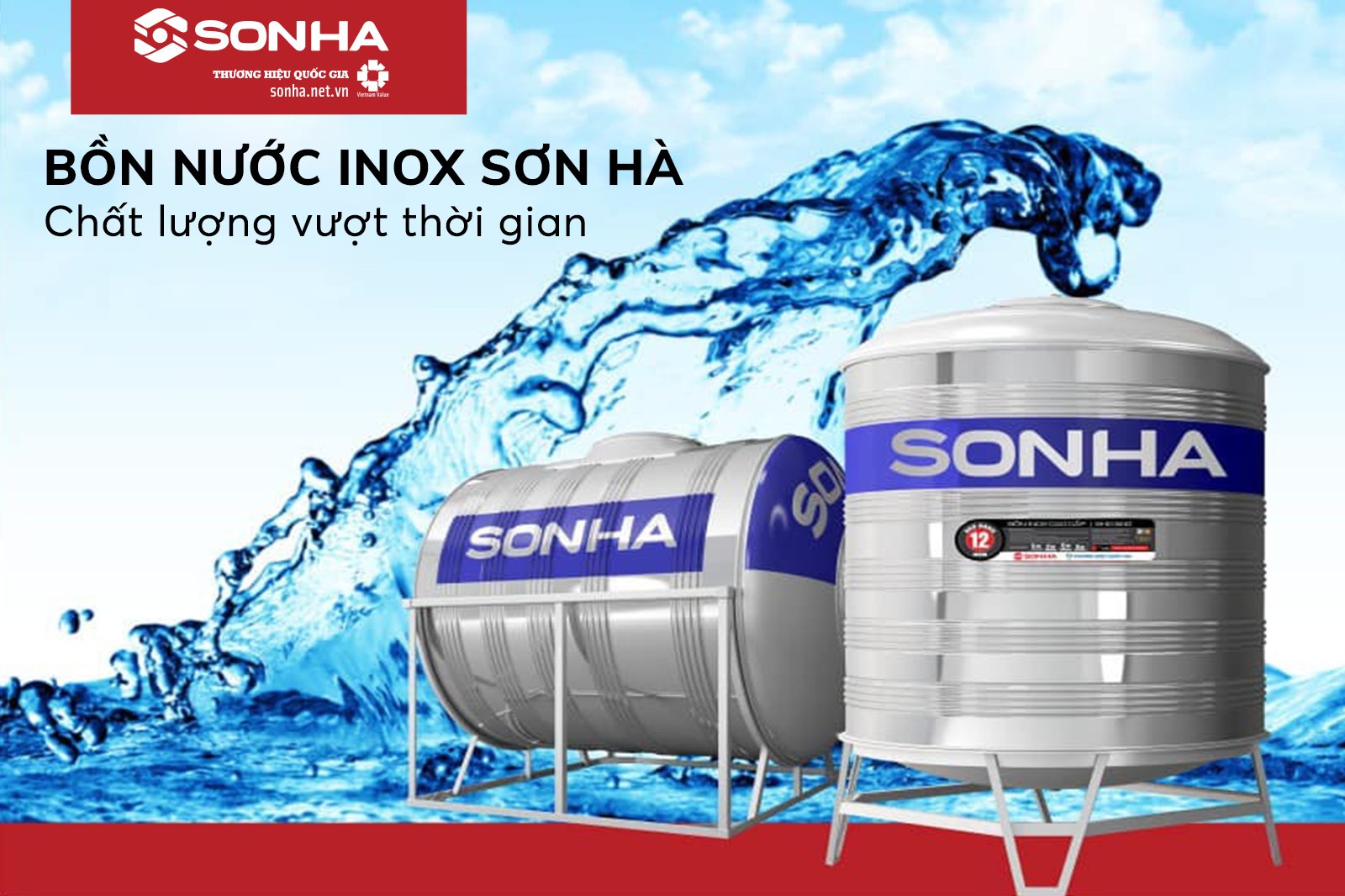 Bồn chứa nước Inox Sơn Hà 2500L (Φ1380)