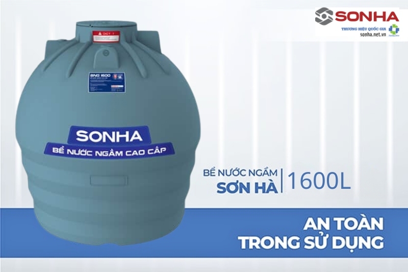 Bể nước ngầm Sơn Hà 1600L an toàn sử dụng