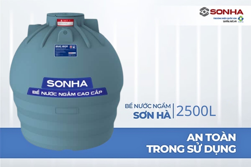 Bể nước ngầm Sơn Hà 2500L an toàn sử dụng