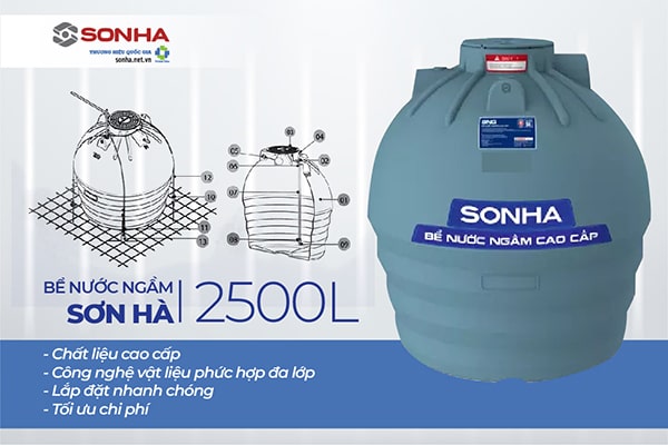 Ưu điểm bể nước ngầm cao cấp Sơn Hà 2500L 