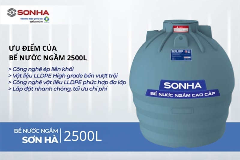 Ưu điểm vượt trội của bể nước ngầm 2500L Sơn Hà