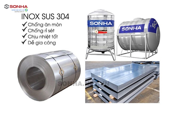 Chất liệu inox 304 cao cấp của bồn nước inox Sơn Hà 1000l an toàn với sức khoẻ