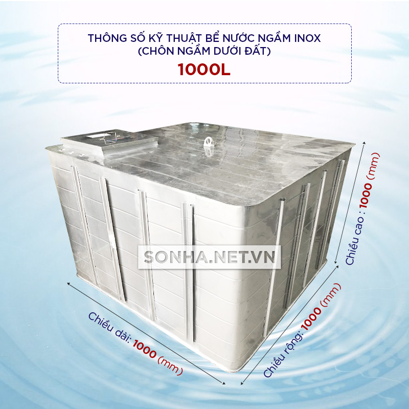 Bể nước ngầm inox 1000L (Chôn dưới đất)-Bể ngầm Sơn Hà cao cấp