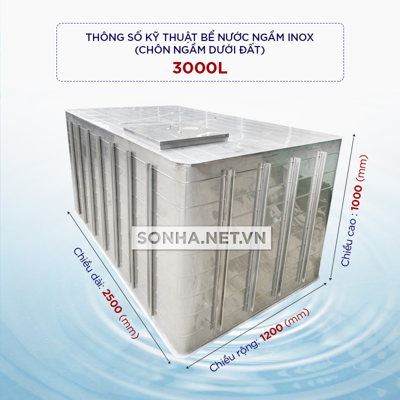 bể nước ngầm inox 3000l