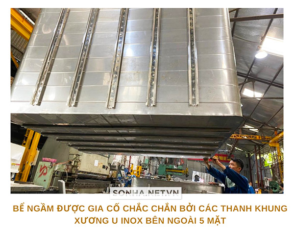 Khung xương chắc chắn của bể nước ngầm inox